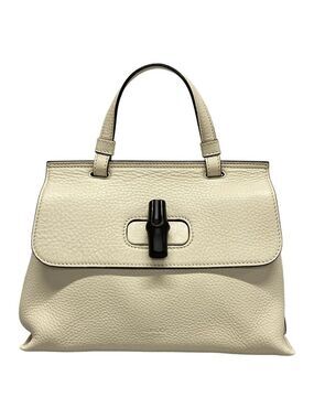 GUCCI Bamboo Classic Cream Leather Handbag bran615-100325